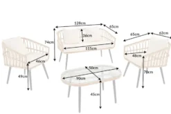 Outdoor Gartenlounge PARIS natur Rattan Gartenmöbel-Set inkl. Wechselbezügen grau creme