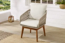 Outdoor Gartenlounge ROPE natur taupe Akazie 2er-Sitzgruppe inkl. Tisch und Kissen