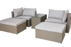 Outdoor Gartenlounge Set XXL MODULAR natur Polyrattan Sitzgruppe wetterfest inkl. Kissen