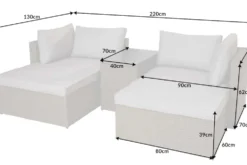 Outdoor Gartenlounge Set XXL MODULAR natur Polyrattan Sitzgruppe wetterfest inkl. Kissen