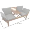 Outdoor Garten Sitzbank MODULAR 200cm natur grau Akazie mit Tisch inkl. Kissen klappbar