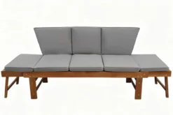 Outdoor Garten Sitzbank MODULAR 200cm natur grau Akazie mit Tisch inkl. Kissen klappbar