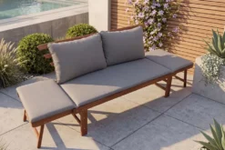Outdoor Garten Sitzbank MODULAR 200cm natur grau Akazie inkl. Kissen klappbar