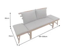Outdoor Garten Sitzbank MODULAR 200cm natur grau Akazie inkl. Kissen klappbar