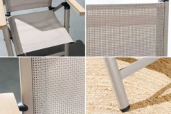 Outdoor Gartenstuhl DESIGNO taupe Aluminium klappbar wetterfest Hochlehner