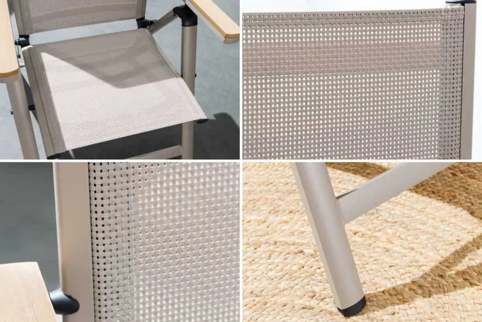 Outdoor Gartenstuhl DESIGNO taupe Aluminium klappbar wetterfest Hochlehner
