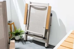 Outdoor Gartenstuhl DESIGNO taupe Aluminium klappbar wetterfest Hochlehner