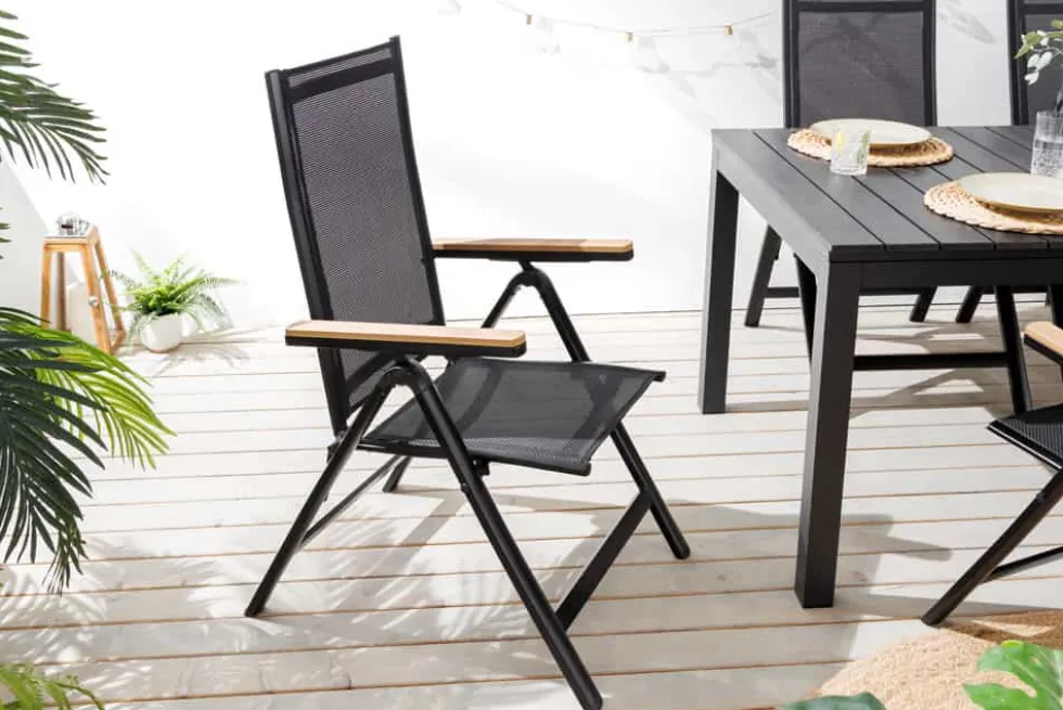 Outdoor Gartenstuhl DESIGNO anthrazit Aluminium klappbar wetterfest Hochlehner