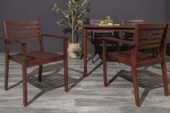 Outdoor Gartenstuhl KOPENHAGEN anthrazit braun Akazie honey finish inkl. Kissen stapelbar