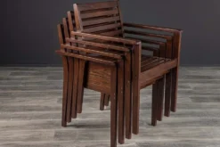 Outdoor Gartenstuhl KOPENHAGEN anthrazit braun Akazie honey finish inkl. Kissen stapelbar