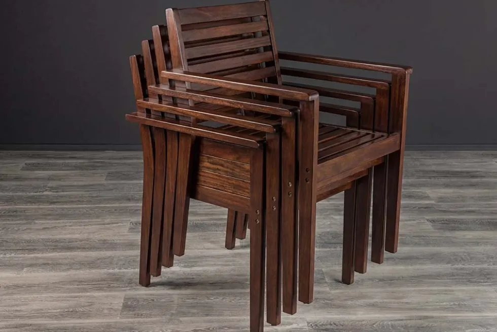 Outdoor Gartenstuhl KOPENHAGEN anthrazit braun Akazie honey finish inkl. Kissen stapelbar