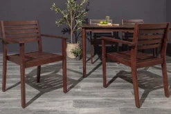 Outdoor Gartenstuhl KOPENHAGEN beige braun Akazie honey finish inkl. Kissen stapelbar