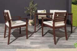Outdoor Gartenstuhl KOPENHAGEN beige braun Akazie honey finish inkl. Kissen stapelbar