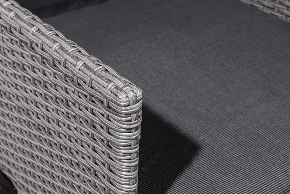 Outdoor Gartenstuhl SYLT grau Polyrattan Hochlehner mit Armlehne verstellbar wetterfest