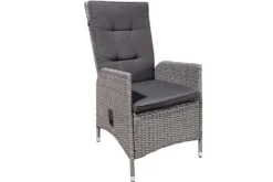 Outdoor Gartenstuhl SYLT grau Polyrattan Hochlehner mit Armlehne verstellbar wetterfest