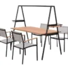 Outdoor Gartentisch RIO 190cm anthrazit Aluminium Massivholz mit Dekostange wetterfest
