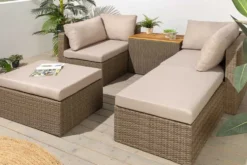 Outdoor Garten XXL Lounge-Set MONACO MODULAR 230cm natur beige Sitzecke inkl. Kissen und Tisch