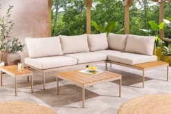 Outdoor Lounge MOBILE MODULAR greige Garten-Sitzgruppe inkl. Tisch und Kissen