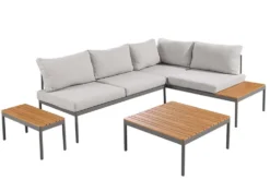 Outdoor Lounge MOBILE MODULAR anthrazit hellgrau Garten-Sitzgruppe inkl. Tisch und Kissen
