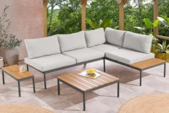 Outdoor Lounge MOBILE MODULAR anthrazit hellgrau Garten-Sitzgruppe inkl. Tisch und Kissen
