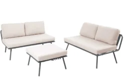 Outdoor Lounge Sitzgruppe MOBILE MODULAR anthrazit hellgrau mit Tisch wetterfest