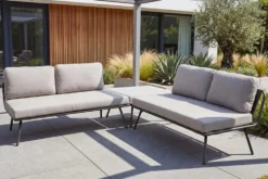 Outdoor Lounge Sitzgruppe MOBILE MODULAR anthrazit hellgrau mit Tisch wetterfest