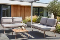 Outdoor Lounge Sitzgruppe MOBILE MODULAR greige mit Tisch wetterfest