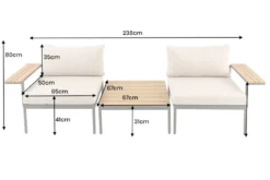 Outdoor Lounge Sitzgruppe MOBILE MODULAR 240cm anthrazit greige inkl. Kissen