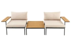 Outdoor Lounge Sitzgruppe MOBILE MODULAR 240cm anthrazit greige inkl. Kissen