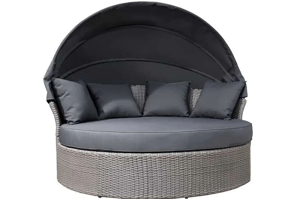 Outdoor Sonneninsel PLAYA LIVING 165cm grau Polyrattan Aluminium inkl. Kissen wetterfest
