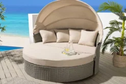 Outdoor Sonneninsel PLAYA LIVING 165cm natur Polyrattan Aluminium inklusive Kissen wetterfest
