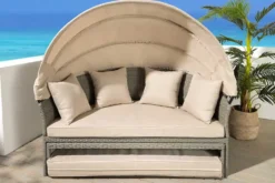 Outdoor Sonneninsel PLAYA LIVING 165cm natur Polyrattan Aluminium inklusive Kissen wetterfest