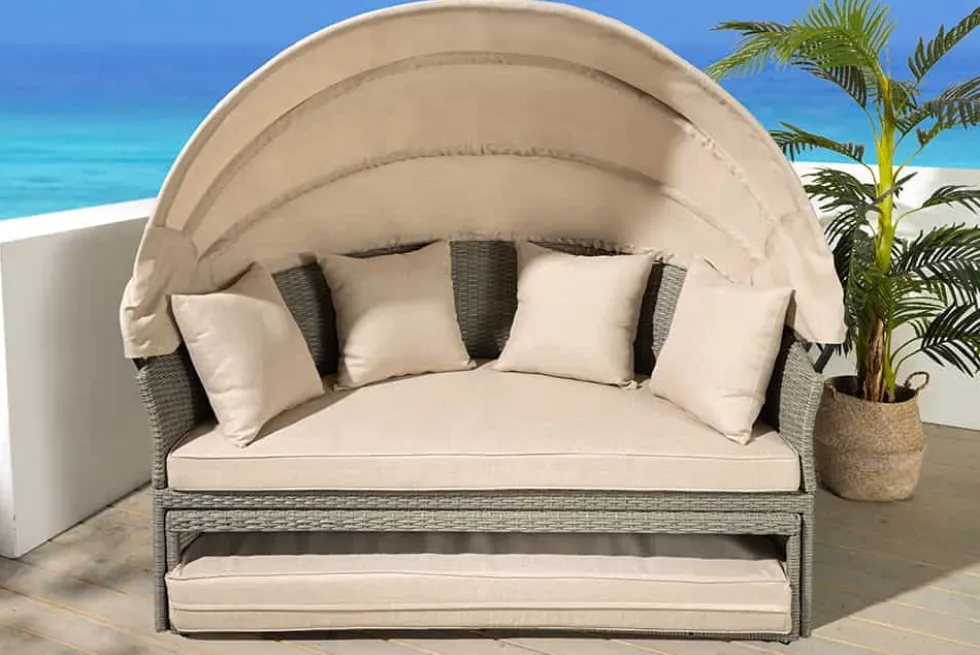 Outdoor Sonneninsel PLAYA LIVING 165cm natur Polyrattan Aluminium inklusive Kissen wetterfest