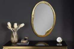 Ovaler Wandspiegel ABSTRACT 70cm gold Metall handmade