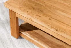 Quadratischer Couchtisch JAVA 70cm natur recyceltes Teakholz mit Ablagefach