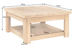 Quadratischer Couchtisch JAVA 70cm natur recyceltes Teakholz mit Ablagefach