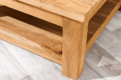 Quadratischer Couchtisch JAVA 70cm natur recyceltes Teakholz mit Ablagefach