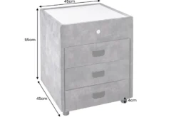 Quadratischer Nachttisch PARIS 55cm grau Samt inkl. Beleuchtung und Schubladen
