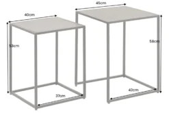 Quadratisches 2er Set Beistelltische MOUNTAIN SOUL 60cm schwarz Naturstein Metall