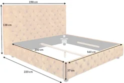 Queensize Doppelbett PARIS 160x200cm senfgelb Samt Chesterfield Design