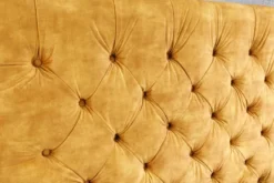Queensize Doppelbett PARIS 160x200cm senfgelb Samt Chesterfield Design