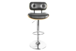Retro Barhocker CLASSICO schwarz 115cm höhenverstellbar mit Lehne Walnussholz-Design
