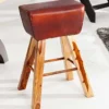 Retro Barhocker TURNBOCK 75cm mit Echtleder Bezug Mangoholz Barstuhl
