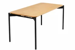Retro Couchtisch DESIGNO 90cm Eiche Holz-Design schwarz Metallgestell