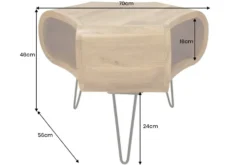 Retro Couchtisch ORGANIC LIVING 70cm braun Akazie Massivholz honey finish Stauraum