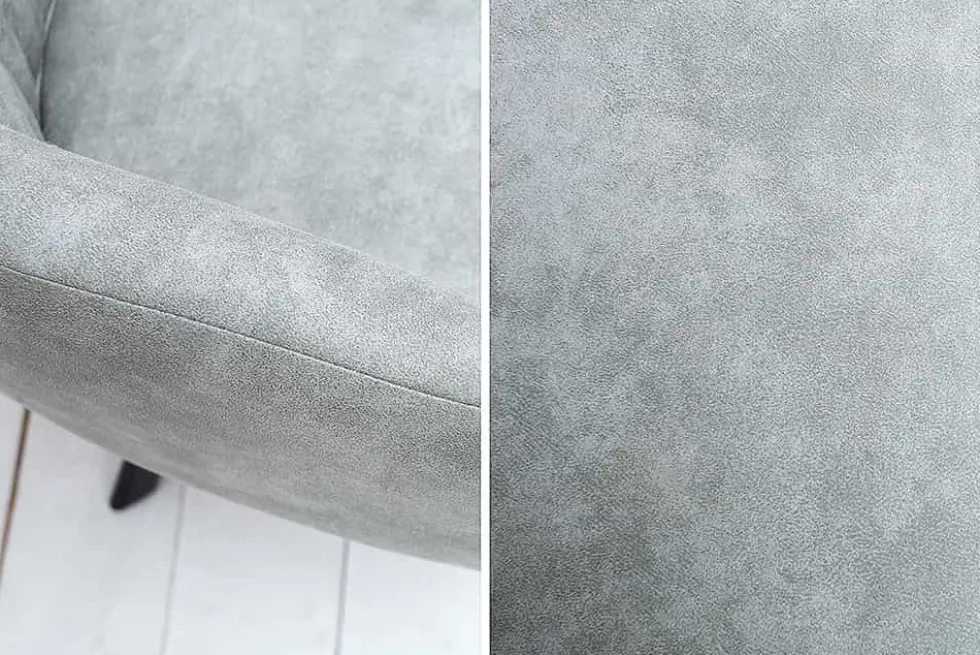 Retro Design Stuhl LUCCA stone grau Microfaser mit Armlehne Steppung gepolstert