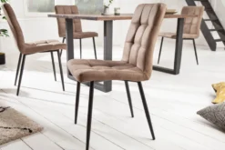Retro Design Stuhl MODENA antik taupe Microfaser mit Ziersteppung