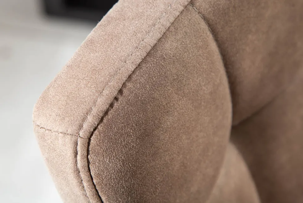 Retro Design Stuhl MODENA antik taupe Microfaser mit Ziersteppung