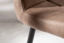 Retro Design Stuhl MODENA antik taupe Microfaser mit Ziersteppung