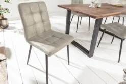 Retro Design Stuhl MODENA stone grau mit Ziersteppung